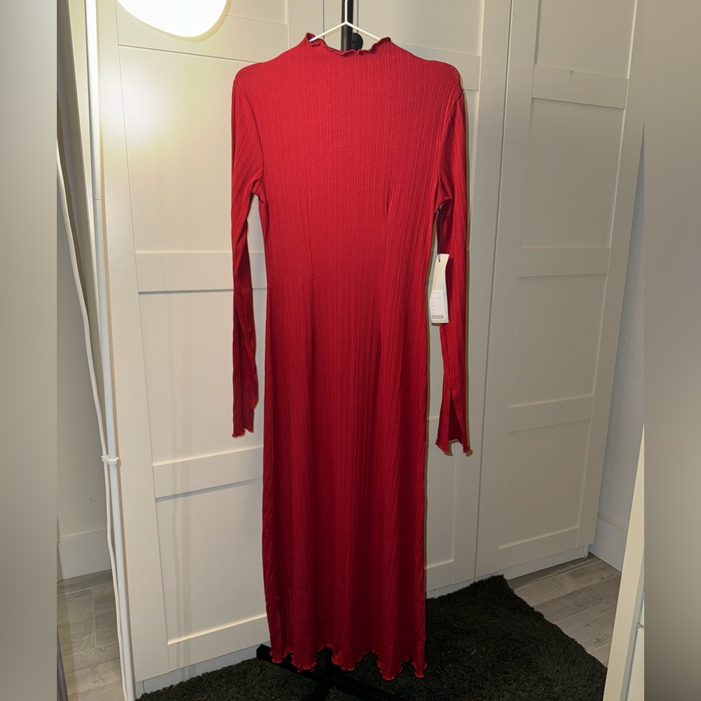 NWT Kotn Red Maxi Mock Neck Rib Dress XS